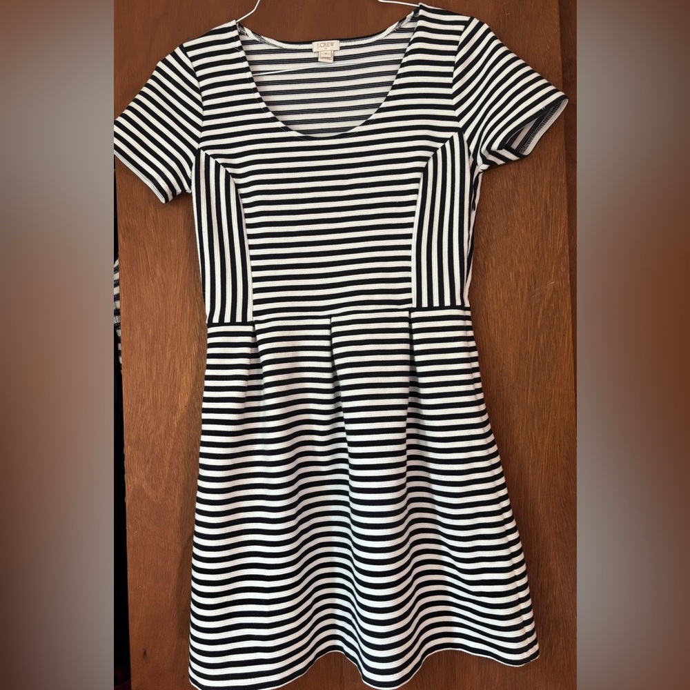 JCrew Women’s Navy Blue Striped Dress - Classic Fit